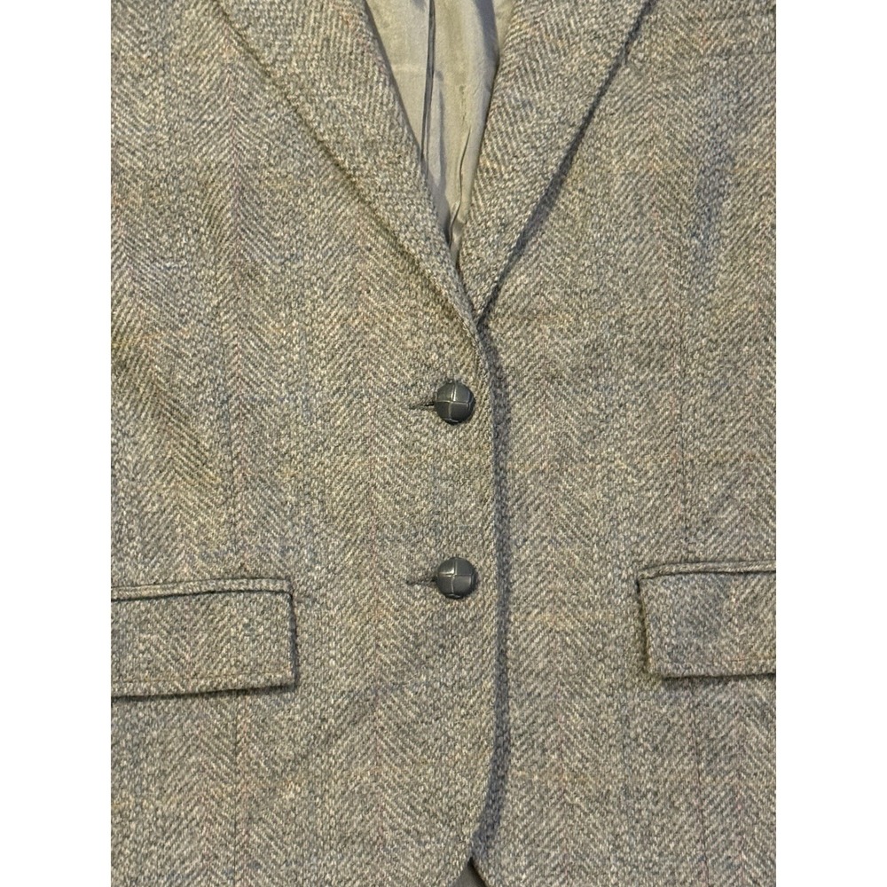 Talbott 100% Wool Blazer Womens M Gray Herringbone Tweed Jacket - Picture 3 of 14
